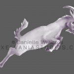 A leaping goat, looking behind him and smirking