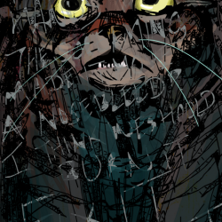 Grungy image of a frightened cat