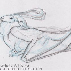 Gazelle-faced dragon in blue pencil